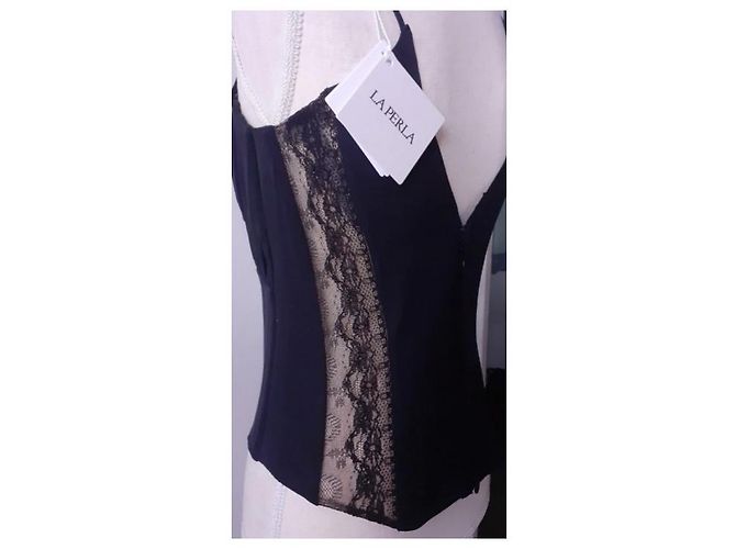 Bustier La Perla in seta e pizzo nero 85 B - vista 4