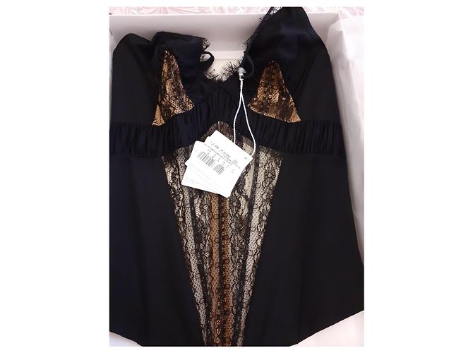 Bustier La Perla in seta e pizzo nero 85 B - vista 5