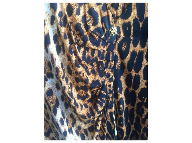 Roberto Cavalli Kleid mit Leopardenmuster V-Ausschnitt Viscose Leopardenprint - Ansicht 2