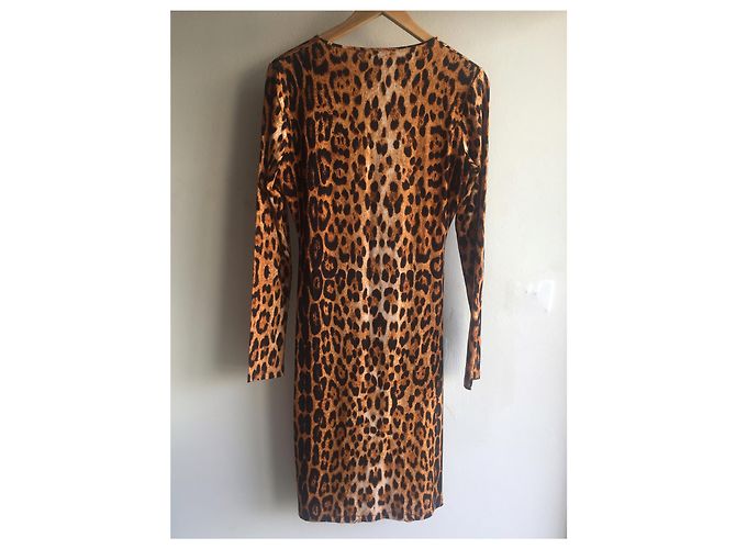 Roberto Cavalli Kleid mit Leopardenmuster V-Ausschnitt Viscose Leopardenprint - Ansicht 3