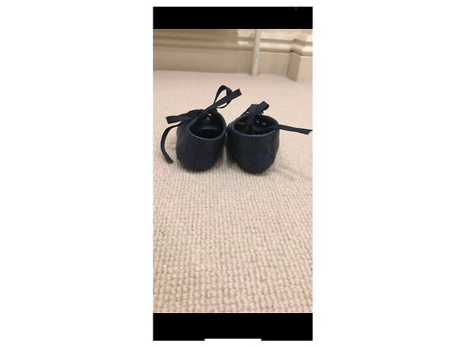 Baby Dior Cannage Lederschuhe Navy Blau Marineblau - Ansicht 4