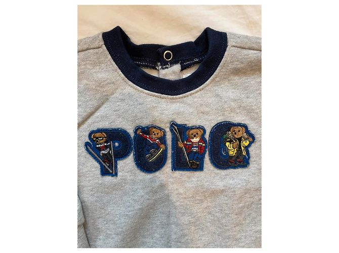 Sweat Ralph Lauren Polo Ski Bear Gris 9 Mois - vue 3