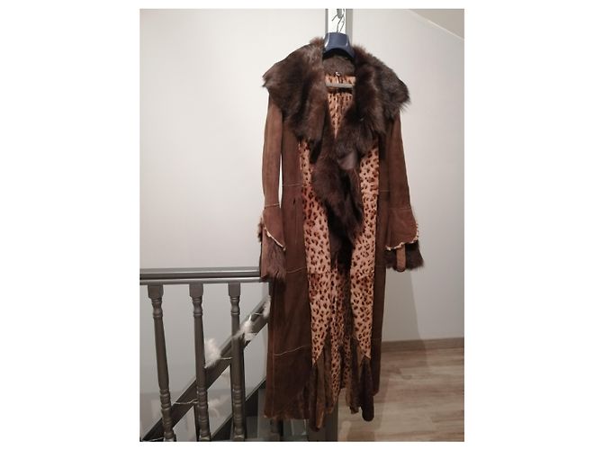 Autre Marque Abrigo largo Tollet Fourreur de ante leopardo marrón oscuro - vista 2