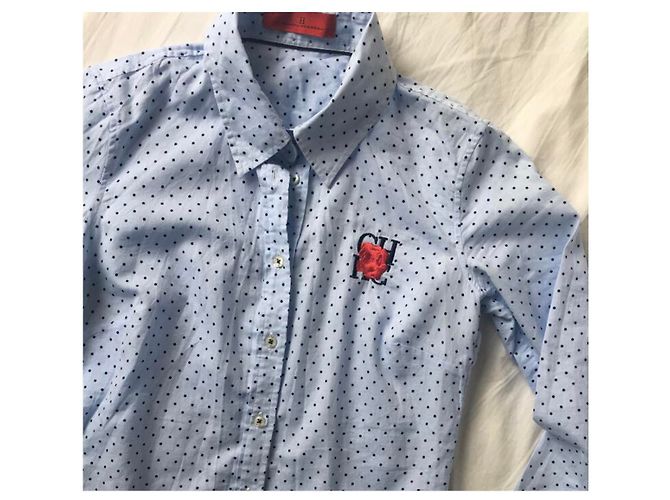 Camisa Carolina Herrera de Lunares de Algodón Azul Claro - vista 2