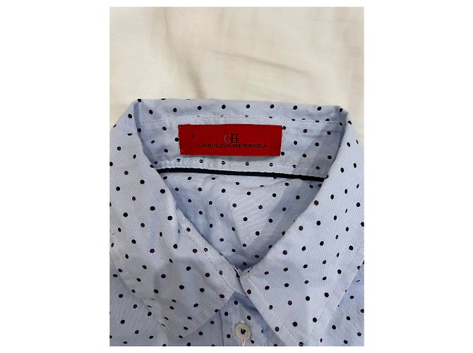 Camisa Carolina Herrera de Lunares de Algodón Azul Claro - vista 4