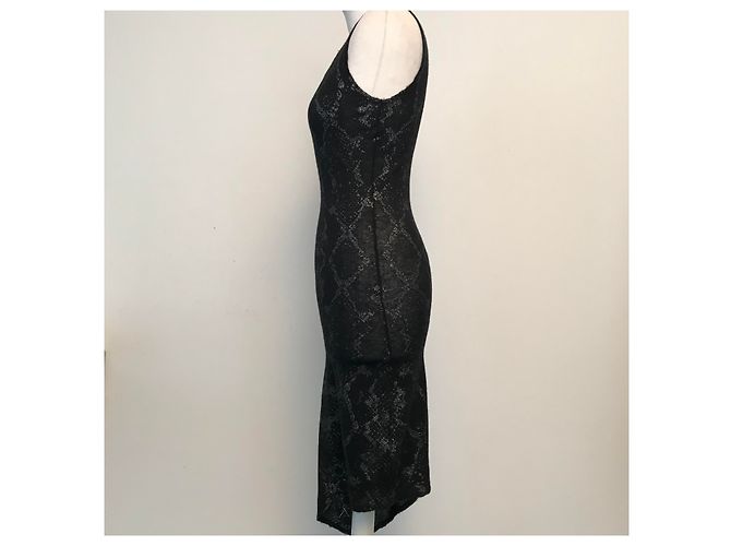 Zadig & Voltaire Cashmere Dress Black Silvery Python Pattern - view 6