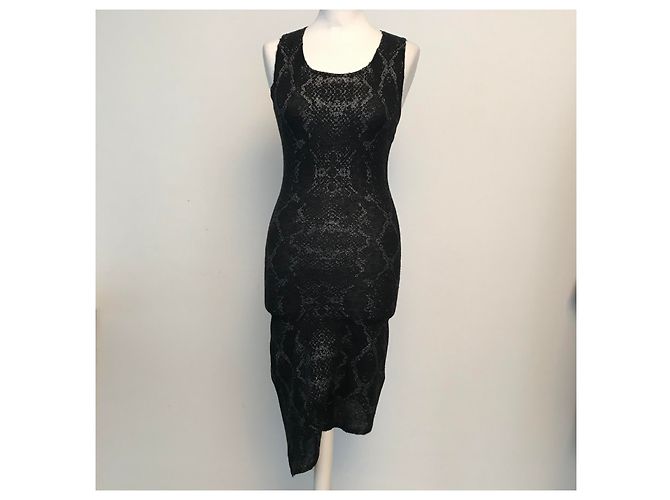 Zadig & Voltaire Cashmere Dress Black Silvery Python Pattern - view 7