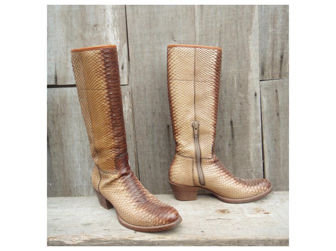 Botas de prada en pitón p 38,5 Beige - vista 2