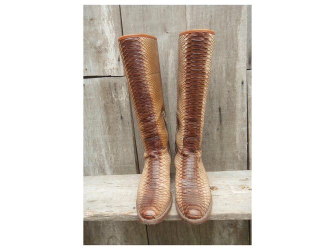 Botas de prada en pitón p 38,5 Beige - vista 3