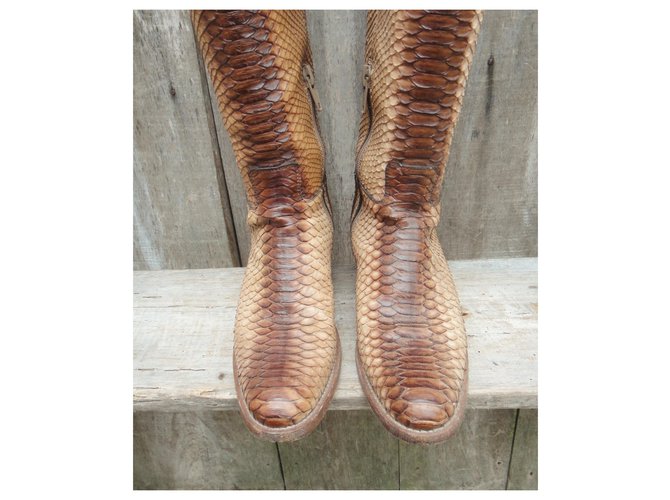 Botas de prada en pitón p 38,5 Beige - vista 4