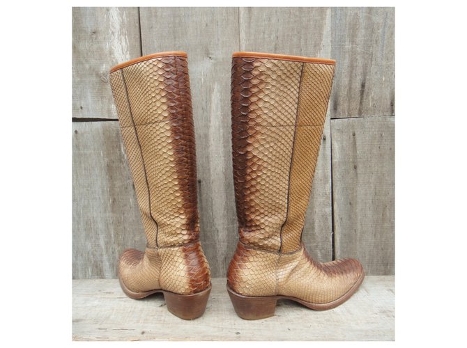 Botas de prada en pitón p 38,5 Beige - vista 5