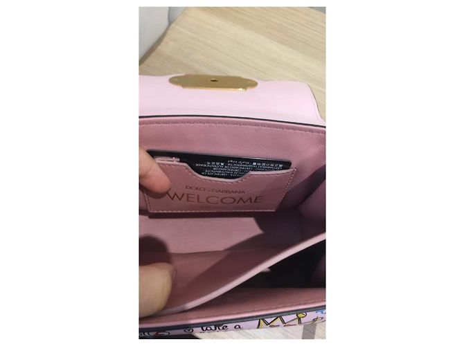 Dolce & Gabbana Borsa Satchel Welcome Graffiti Rosa in Pelle di Vitello - vista 4