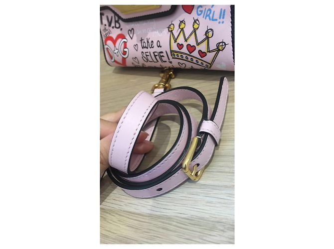 Dolce & Gabbana Borsa Satchel Welcome Graffiti Rosa in Pelle di Vitello - vista 8