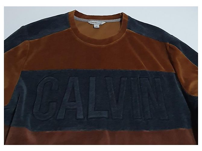 Calvin Klein Samt Sweatshirt Braun Grau Mehrfarben - Ansicht 2