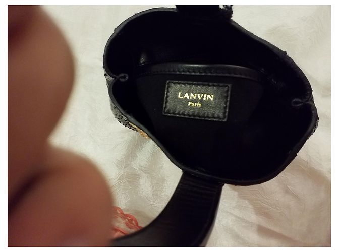 Bolsa de mão Lanvin em pele de pitão cor eggshell Fora de branco - vista 3