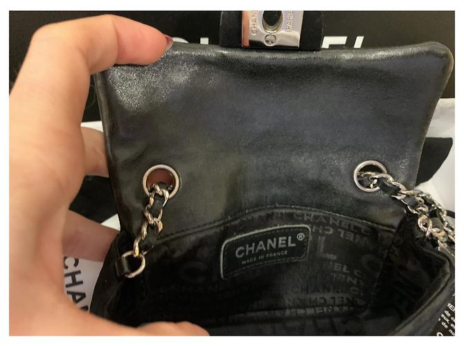 Portafoglio Chanel Timeless in seta nera e argento Nero - vista 4
