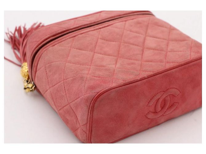 Portafoglio Chanel in scamosciato rosa con catena - vista 3