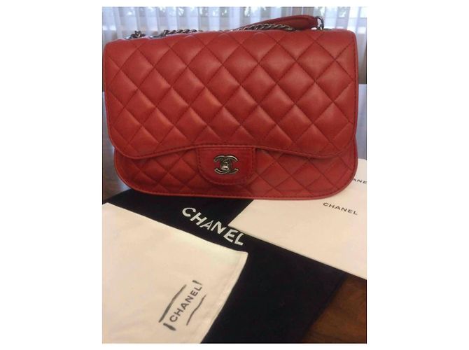 Portafoglio Chanel Timeless in pelle di agnello rossa argento Rosso - vista 2