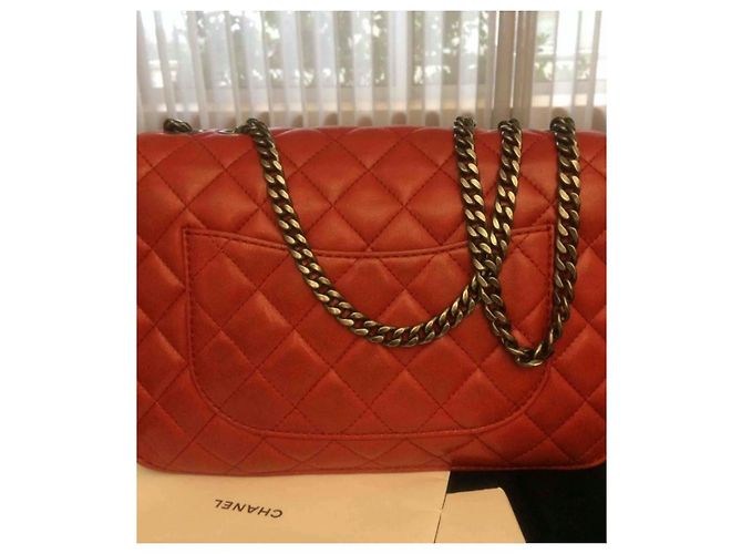 Portafoglio Chanel Timeless in pelle di agnello rossa argento Rosso - vista 3