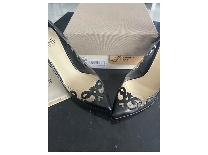 Francesco Russo Piping Pumps Schwarz Leder - Ansicht 2