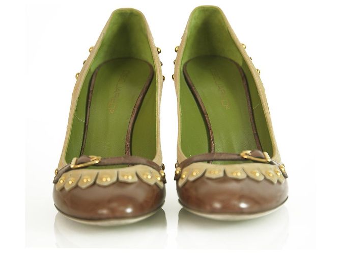 Dsquared2 Dsquared 2 Croco Embossed Brown Leather Studs Mokassin Pumps Heels Schuhe 40 Braun - Ansicht 6