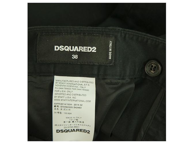 Dsquared2 Dsquared 2 D2 Pantalon droit en coton noir Taille du pantalon 38 - vue 3