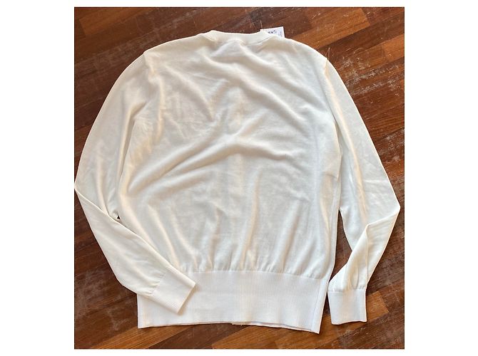 Cárdigan Moschino de algodón con parche de lúrex dorado Blanco - vista 2