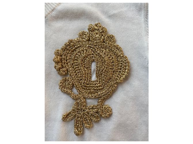 Cárdigan Moschino de algodón con parche de lúrex dorado Blanco - vista 3