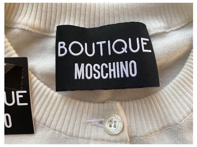 Cárdigan Moschino de algodón con parche de lúrex dorado Blanco - vista 5
