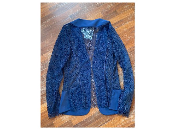 Blazer La Perla in seta e pizzo blu - vista 2