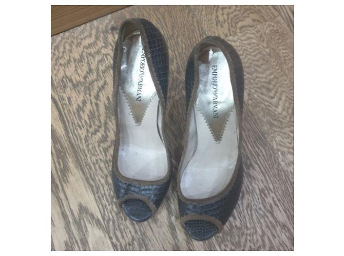Emporio Armani Armani scarpe décolleté rettile Marrone Marrone chiaro - vista 2