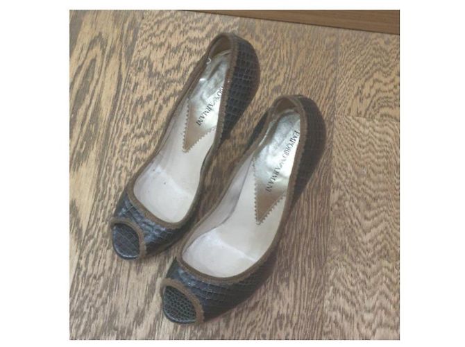 Emporio Armani Armani scarpe décolleté rettile Marrone Marrone chiaro - vista 3