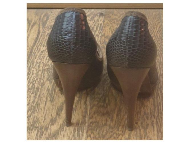 Emporio Armani Armani scarpe décolleté rettile Marrone Marrone chiaro - vista 4