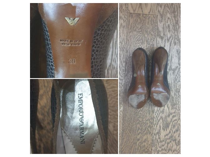 Emporio Armani Armani scarpe décolleté rettile Marrone Marrone chiaro - vista 5