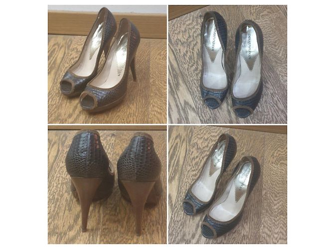 Emporio Armani Armani scarpe décolleté rettile Marrone Marrone chiaro - vista 6