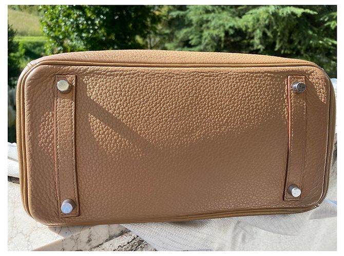 Borsa a mano Hermès Birkin 30 in pelle Togo Caramello - vista 4