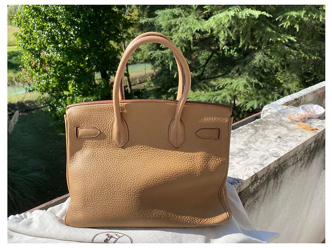 Borsa a mano Hermès Birkin 30 in pelle Togo Caramello - vista 5
