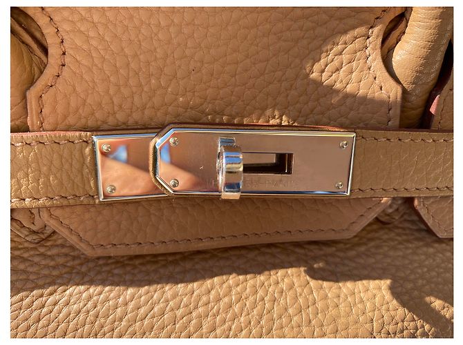 Borsa a mano Hermès Birkin 30 in pelle Togo Caramello - vista 6