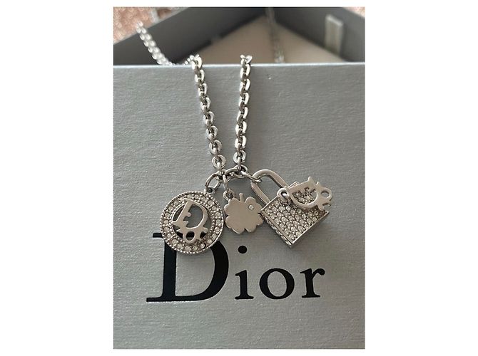 Christian Dior Collana Dior con 3 Pendenti Silver hardware - vista 2