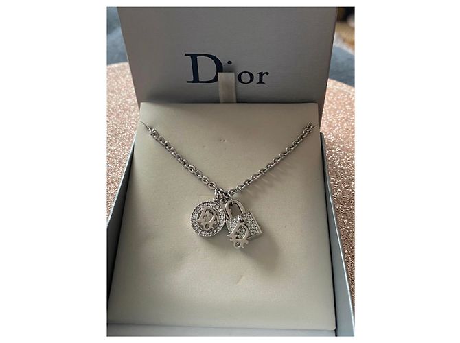 Christian Dior Collana Dior con 3 Pendenti Silver hardware - vista 3
