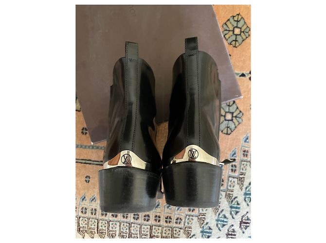 Botines Aftershow Louis Vuitton en cuero negro 38 - vista 2
