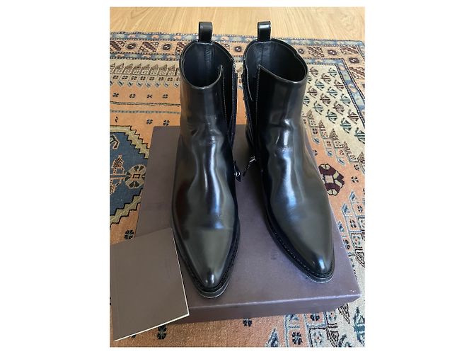 Botines Aftershow Louis Vuitton en cuero negro 38 - vista 3