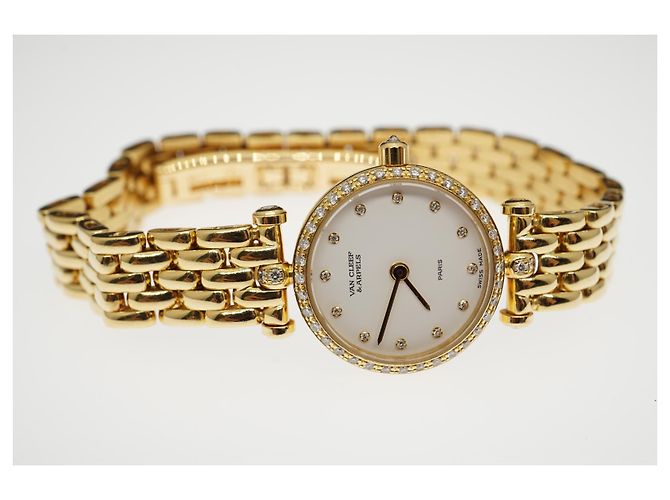 Relógio Van Cleef & Arpels White Diamond Dial Diamond Bezel Dourado Gold hardware - vista 14