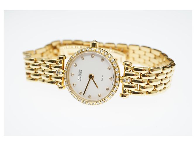 Relógio Van Cleef & Arpels White Diamond Dial Diamond Bezel Dourado Gold hardware - vista 15
