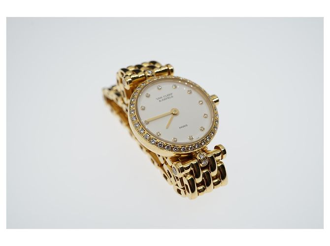 Relógio Van Cleef & Arpels White Diamond Dial Diamond Bezel Dourado Gold hardware - vista 3
