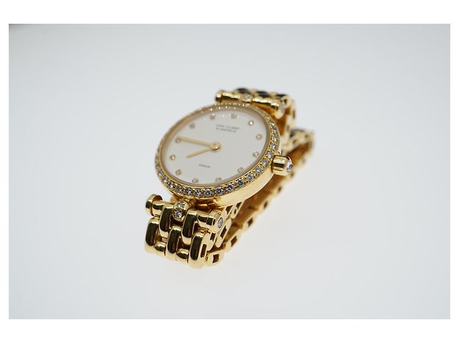 Relógio Van Cleef & Arpels White Diamond Dial Diamond Bezel Dourado Gold hardware - vista 4