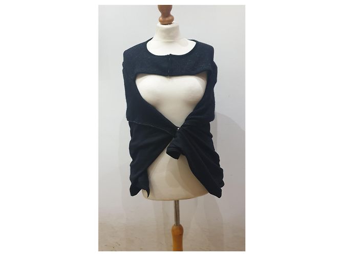 Mantella Chanel nera in cashmere e lana Nero - vista 3