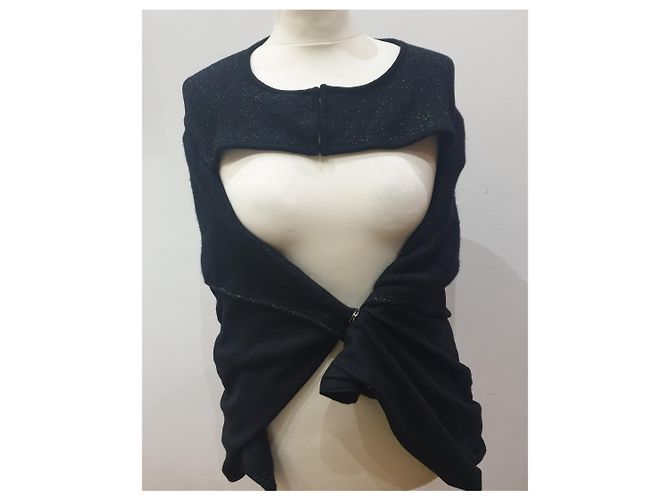 Mantella Chanel nera in cashmere e lana Nero - vista 4