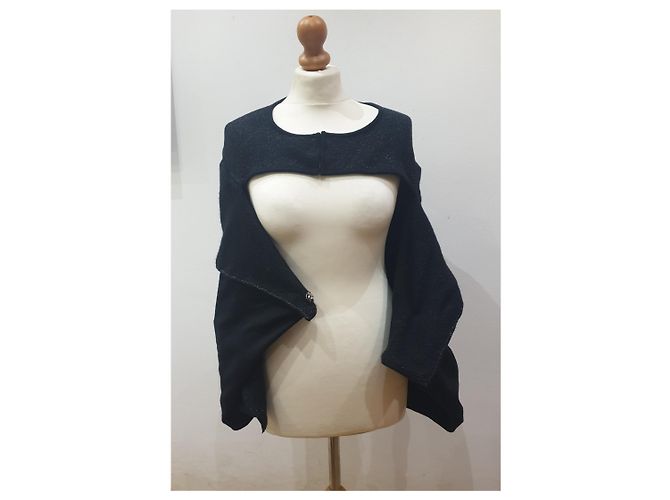 Mantella Chanel nera in cashmere e lana Nero - vista 5