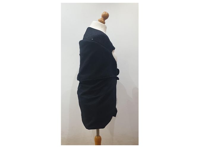 Mantella Chanel nera in cashmere e lana Nero - vista 6
